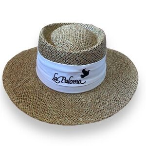 Sun Protection Straw Raffia Hat 100%paper w cotton band La Paloma country club
